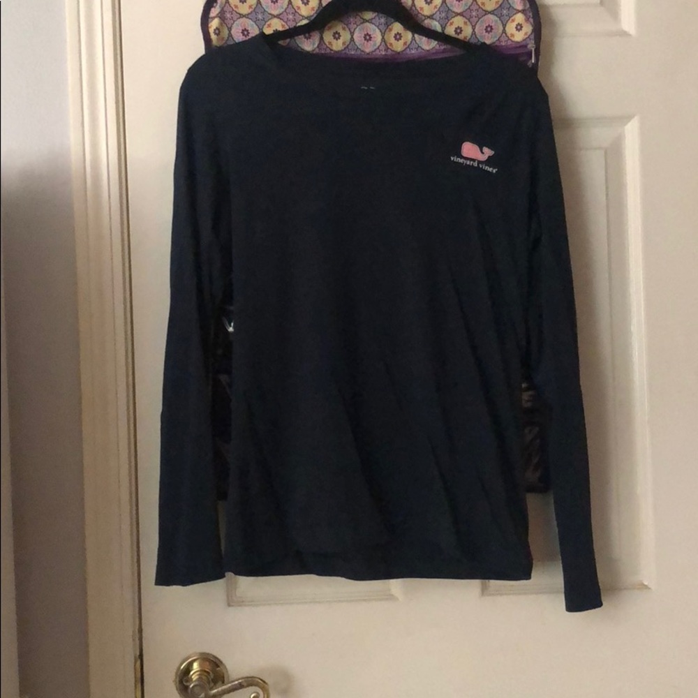 vineyard vines navy blue w pink long sleeve shirt